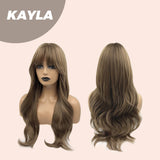 JBEXTENSION 24 Inches Light Brown Curly Wig With Bangs KAYLA