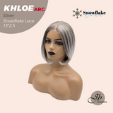 JBEXTENSION 12 Inches Bob Cut Silver Pre-Cut Arc Snowflake Lace Frontlace Glueless Wig KHLOE ARC - SILVER【BENDY EAR TABS】