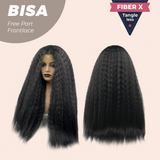 JBEXTENSION 28 Inches Black Kinky Curly Fiber X, Tangle Less Free Part Frontlae Glueless Wig BISA BLACK