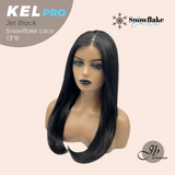 JBEXTENSION 22 Inches Jet Black Pre-Cut 13X6 Free Part Snowflake Lace Frontlace Glueless Wig KEL PRO - JET BLACK【BENDY EAR TABS】