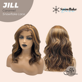 JBEXTENSION 16 Inches Curly Caramel Pre-Cut Side Part Snowflake Lace Frontlace Glueless Wig JILL CARAMEL【BENDY EAR TABS】- M/L