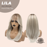 JBEXTENSION 20 Inches Scalpiana Ash Blonde Wolf Cut 3.5X4 Hard Silky Top Natural Scalp Effect Wig with Bangs LILA ASH BLONDE
