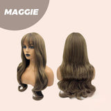 JBEXTENSION 26 Inches Light Brown Curly Wig With Bangs MAGGIE