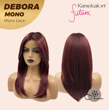 JBEXTENSION DEBORA MONO Monofilament Handmade Wig 6X5 Full Monofilament Hand Tied Top Wig 20 Inches Dark Red Mono Lace Wig With Anti-slip Silicone Strips Glueless Wig DEBORA MONO【BENDY EAR TABS】