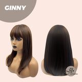 JBEXTENSION 16 Inches Brown Wig For Women With Bangs GINNY