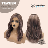 JBEXTENSION 18 Inches Camel Pink Pre-Cut Snowflake Lace Frontlace Glueless Wig TERESA CAMEL PINK【PERMATEASE】【BENDY EAR TABS】- S/M