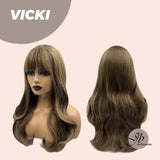 JBEXTENSION 22 Inches Light Brown Curly Wig With Bangs VICKI