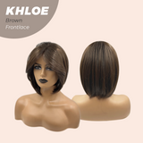 JBEXTENSION 12 Inches Bob Cut Brown Pre-Cut Snowflake Lace Frontlace Glueless Wig KHLOE BROWN