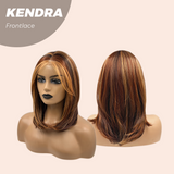 JBEXTENSION 16 Inches Auburn Highlight Pre-Cut Frontlace Glueless Wig KENDRA