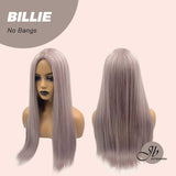 JBEXTENSION 24 Inches Lavender Color Long Straight Women Wig BILLIE NO BANGS