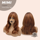 HOT OF SEASON - 16 Inches Scalpiana 3.5X4 Hard Silky Top Natural Scalp Effect Copper Body Wave Wig With Bangs Wig MIMI SILK TOP COPPER