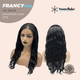 JBEXTENSION 24 Inches Long Wave Jet Black Pre-Cut 13X6 Free Part Snowflake Lace Frontlace Glueless Wig FRANCY PRO - JET BLACK【BENDY EAR TABS】