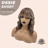 JBEXTENSION 14 Inches Scalpiana Wave British Milk Tea 3.5X4 Hard Silky Top Natural Scalp Effect Wig with Bangs OSSIE SHORT - BRITISH MILK TEA