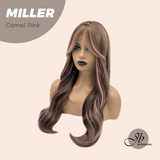 JBEXTENSION Peluca con parte en zigzag rizada negra suave de 26 pulgadas con flequillo MILLER
