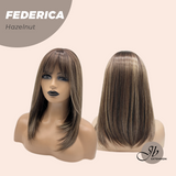 JBEXTENSION 16 Inches Short Bob Cut Hazelnut Wig with Bangs FEDERICA HAZELNUT