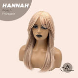 JBEXTENSION 20 Inches Peach Pre-Cut Frontlace Glueless Wig with Bangs HANNAH PEACH