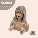 JBEXTENSION 22 Inches Scalpiana Honeyed Sand 3.5X4 Hard Silky Top Natural Scalp Effect Women Wig with Bangs CLAIRE SILKY TOP - HONEYED SAND