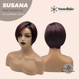 JBEXTENSION 9 Inches Red Purple Highlight Pre-Cut Side Part Snowflake Lace Frontlace Glueless Wig SUSANA RED PURPLE HIGHLIGHT【BENDY EAR TABS】