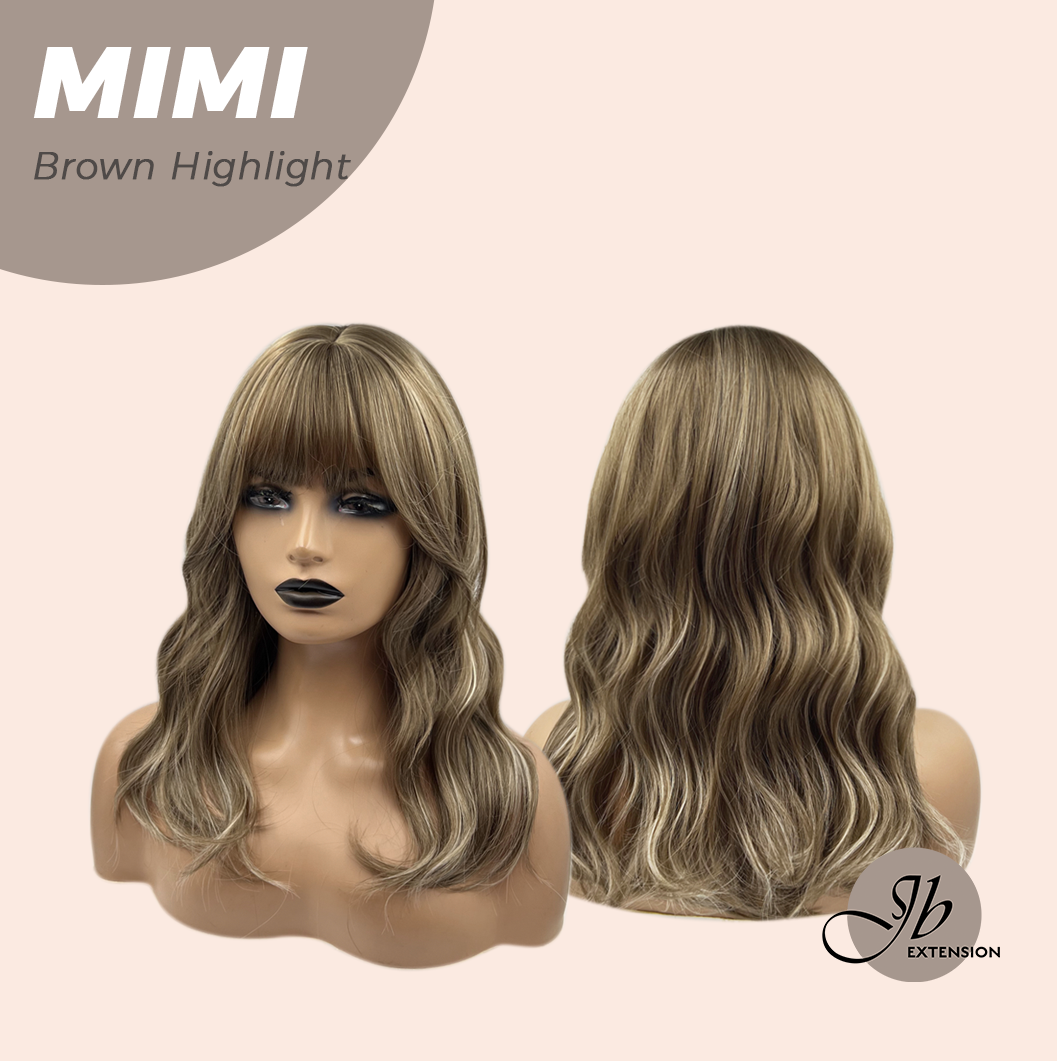 JBEXTENSION 18 Inches Brown with Highlight Body Wave With Bangs