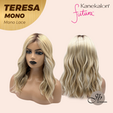 JBEXTENSION TERESA MONO 16INCH Monofilament Handmade Wig 6X5 Full Monofilament Hand Tied Top Wig 16 Inches Mix Blonde Curly Mono Lace Wig With Anti-slip Silicone Strips Glueless Wig TERESA MONO - 16Inch【BENDY EAR TABS】