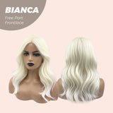 JBEXTENSION 16 Inches Platinum Blonde Wave Free Part Pre-Cut Frontlace Glueless Wig BIANCA