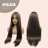 HOT OF SEASON - Mini G5 28 Inches Long Cold Brown Straight Wig With Bangs HILDA