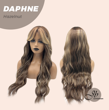 JBEXTENSION 29 Inches Long Body Wave Hazelnut Wig With Bangs DAPHNE HAZELNUT