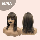 JBEXTENSION 15 Inches Cold Brown Wig With Bangs MIRA