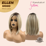 JBEXTENSION ELLEN MONO Full Monofilament Handmade Full Lace Full Hand Tied Wig 12 Inches Blonde Mono Lace Handmade Futura Fiber Wig Glueless Wig ELLEN MONO