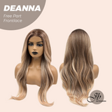 JBEXTENSION 28 Inches Long Apricot Curly Pre-Cut Free Part Frontlace Glueless Wig DEANNA FREE PART