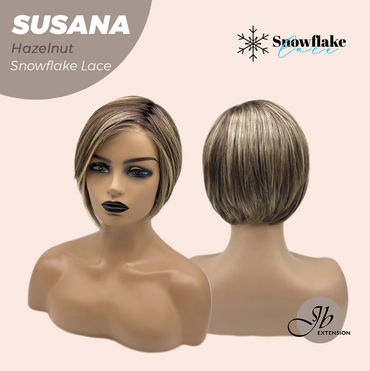 JBEXTENSION 9 Inches Hazelnut Pre-Cut Side Part Snowflake Lace Frontlace Glueless Wig SUSANA HAZELNUT【BENDY EAR TABS】