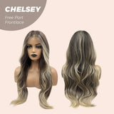 JBEXTENSION 26 Inches Curly Mix Blonde Free Part Pre-Cut Frontlace Wig CHELSEY