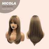 JBEXTENSION 22 Inches Light Brown 3.5X4 Hard Silky Top Natural Scalp Effect Wig NICOLA SILK TOP Light Brown