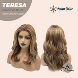 JBEXTENSION 18 Inches Caramel Blonde Highlight Pre-Cut Snowflake Lace Frontlace Glueless Wig TERESA CARAMEL BLONDE HIGHLIGHT【PERMATEASE】【BENDY EAR TABS】