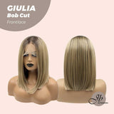 JBEXTENSION 14 Inches Bob Cut Balayage Blonde With Dark Root Frontlace Glueless Wig GIULIA BOB (FREE PARTING)