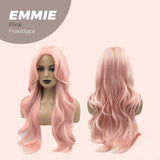 JBEXTENSION 26 Inches Curly Women Pink Wig Pre-Cut Frontlace Wig EMMIE PINK