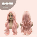 JBEXTENSION 26 Inches Curly Women Pink Wig Pre-Cut Frontlace Glueless Wig EMMIE PINK