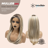 JBEXTENSION 22 Inches Silver Sand Blonde Pre-Cut Arc Snowflake Lace Frontlace Glueless Wig MULLER ARC - SILVER SAND BLONDE【BENDY EAR TABS】