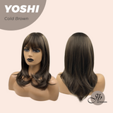 JBEXTENSION 18 Inches Hush Cut Cold Brown Wig With Bangs YOSHI COLD BROWN