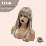 JBEXTENSION 20 Inches Scalpiana Honeyed Sand Wolf Cut 3.5X4 Hard Silky Top Natural Scalp Effect Wig with Bangs LILA HONEYED SAND