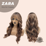 JBEXTENSION 25 Inches Wave Mocha Copper Wig with Bangs ZARA MOCHA COPPER