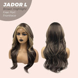 JBEXTENSION 24 Inches Brown Highlight Curly Lace Front Wig.Pre Plucked 13*4 HD Transparent Lace Frontal Handmade Futura Fiber Swiss Lace Synthetic Fiber Pre-Cut Lace Glueless Wig JADOR L BROWN HIGHLIGHT