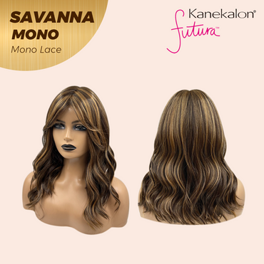 JBEXTENSION SAVANNA MONO Monofilament Handmade Wig 6X5 Full Monofilament Hand Tied Top Wig 16 Inches Brown With Highlight Wave Mono Lace Wig With Anti-slip Silicone Strips Glueless Wig SAVANNA MONO【BENDY EAR TABS】