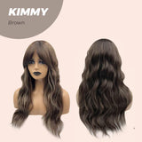 JBEXTENSION 24 Inches Brown With Highlight Body Wave With Bangs Wig KIMMY BROWN