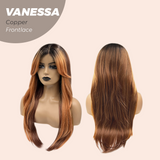 JBEXTENSION 26 Inches Curly Copper Pre-Cut Frontlace Wig VANESSA COPPER