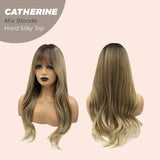 JBEXTENSION 25 Inches Mix Blonde Wolf Cut 3.5X4 Hard Silky Top Natural Scalp Effect Wig With Bangs CATHERINE MIX BLONDE