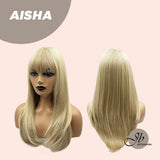 JBEXTENSION 24 Inches Light Blonde Women Wig With Bangs AISHA