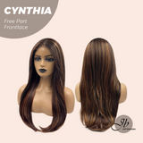 JBEXTENSION 25 Inches Auburn Highlight Pre-Cut Free Part Frontlace Glueless Wig CYNTHIA