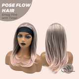 JBEXTENSION 18 Inches Smog Pink with Tinsel Headband Wig POSE FLOW HAIR - SMOG PINK WITH TINSEL
