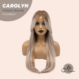 JBEXTENSION 26 Inches Straight Pinkish Blonde Highlight Pre-Cut Frontlace Glueless Wig CAROLYN